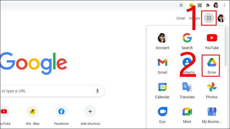 Chọn v&agrave; mở Google Drive của bạn